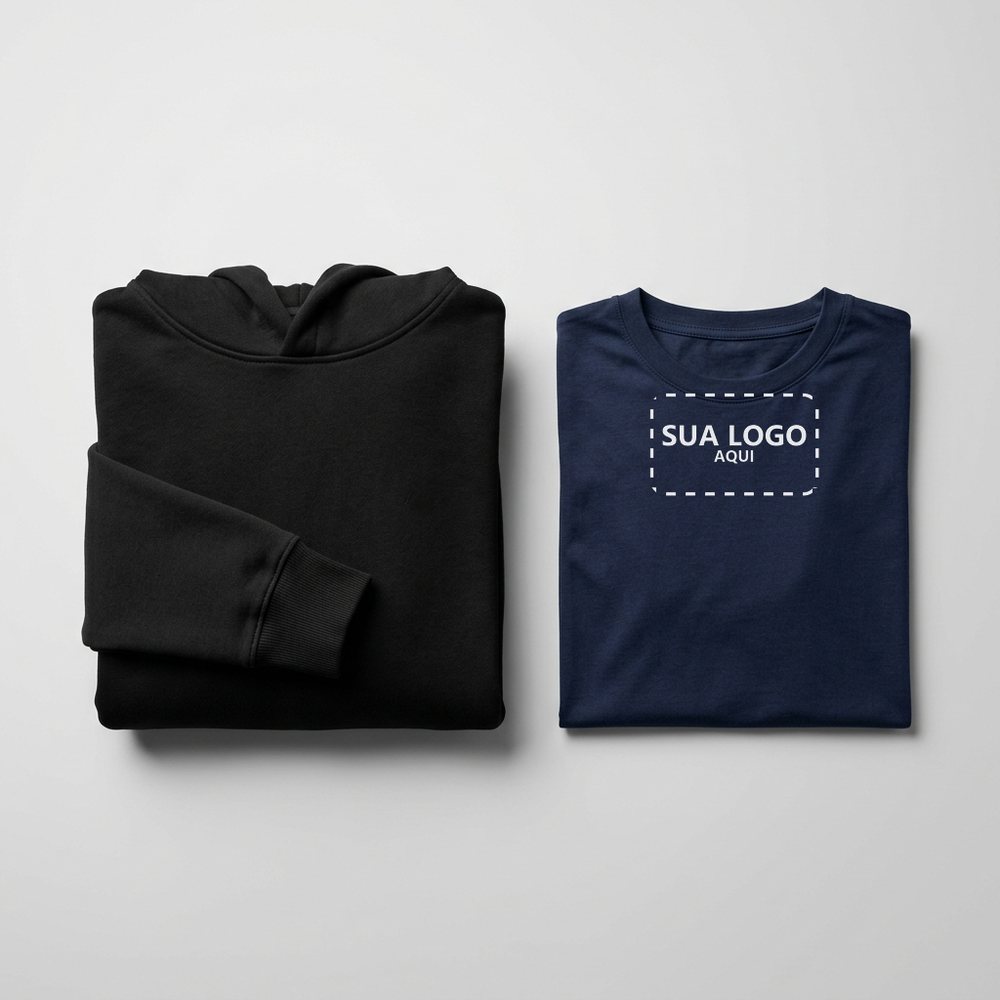 Camiseta e moletom com espaço para a sua logo